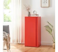 [en.casa] Armoire Métallique Meuble de Classement avec 1 Porte et 2 Étagères à Hauteur Réglable Classeur Rangement au Style Industriel pour Bureau Chambre Télétravail Acier 88 x 40 x 35 cm Rouge