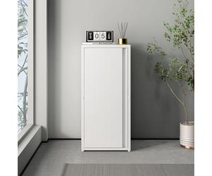 [en.casa] Armoire Métallique Meuble de Classement avec 1 Porte et 2 Étagères à Hauteur Réglable Classeur Rangement au Style Industriel pour Bureau Chambre Télétravail Acier 88 x 40 x 35 cm Blanc