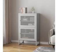 [en.casa] Armoire Métallique Meuble de Rangement Design Industriel Classeur pour Bureau Salon Atelier avec 2 Portes Grillagées et 2 Étagères Acier 102 x 60 x 40 cm Gris
