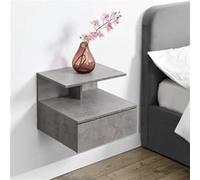 [en.casa] Étagère Murale avec Tiroir Rangement Table de Nuit Chevet Suspendue Design Intemporel Capacité de Charge 5 kg Panneaux de Particules 40 x 35 x 31 cm Effet Béton