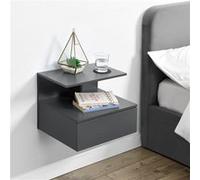 [en.casa] Étagère Murale avec Tiroir Rangement Table de Nuit Chevet Suspendue Design Intemporel Capacité de Charge 5 kg Panneaux de Particules 40 x 35 x 31 cm Gris Foncé