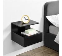 [en.casa] Étagère Murale avec Tiroir Rangement Table de Nuit Chevet Suspendue Design Intemporel Capacité de Charge 5 kg Panneaux de Particules 40 x 35 x 31 cm Noir