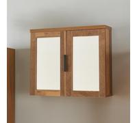 [en.casa] Armoire Murale de Salle de Bain avec Miroir Placard Suspendu avec 2 Portes et 2 Étagères Meuble de Rangement Panneau de Particules Métal 50 x 60 x 15 cm Effet Noyer Noir