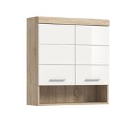 [en.casa] Armoire murale de salle de bain Scout blanc brillant et chêne Sonoma clair