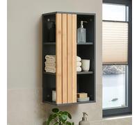 [en.casa] Armoire Murale de Salle de Bain Svanes avec 3 Compartiments Façade en Bambou Meuble de Stockage pour Toilettes WC Buanderie 60 x 30 x 20 cm Gris Foncé Naturel