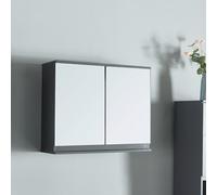 [en.casa] Armoire Murale de Salle de Bains Armoire de Toilette Placard Suspendu avec 2 Portes et Étagère Inférieure Meuble de Rangement Pharmacie Stockage Moderne Toilette MDF 60 x 20 x 50 cm Gris