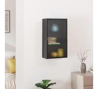 [en.casa] Armoire Murale Zundert Acier Verre Strié 60 x 35 x 15 cm Noir