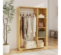 [en.casa] Armoire Nesbyen 126 x 90 x 30 cm avec 4 Compartiments Effet Chêne | Penderie, garde-robe, tringle à vêtements, espace de rangement ouvert, couloir, chambre à coucher
