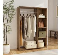 [en.casa] Armoire Nesbyen 126 x 90 x 30 cm avec 4 Compartiments Effet Noyer