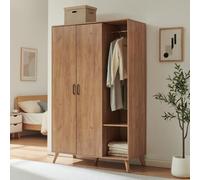 [en.casa] Armoire Norg 191 x 120 x 52 cm 2 Portes 5 Compartiment Effet Chêne
