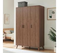 [en.casa] Armoire Norg 191 x 120 x 52 cm 3 Portes 4 Compartiment Effet Noyer