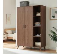 [en.casa] Armoire Norg 191 x 120 x 52 cm 8 Compartiments Effet Noyer | Armoire, penderie, armoire de chambre, tringle à vêtements, espace de rangement, couloir, chambre à coucher, chambre d'amis