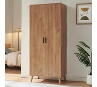 [en.casa] Armoire Norg 191 x 80 x 52 cm 2 Portes 4 Compartiment Effet Chêne | Armoire, penderie, armoire de chambre, tringle à vêtements, espace de rangement, couloir, chambre à coucher, chambre d'amis