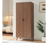 [en.casa] Armoire Norg 191 x 80 x 52 cm 2 Portes 4 Compartiment Effet Noyer