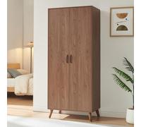 [en.casa] Armoire Norg 191 x 80 x 52 cm 2 Portes Compartiment Effet Noyer