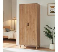 [en.casa] Armoire Norg 191 x 80 x 52 cm 2 Portes Compartiment Effet Noyer