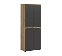 [en.casa] Armoire polyvalente 70 x 37 x 175 cm anthracite et décor chêne