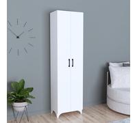 [en.casa] Armoire Polyvalente avec 8 Étagères Meuble de Rangement Élégant Bibliothèque avec 2 Portes pour Salon Chambre Entrée Cuisine 178 x 49 x 32 cm Blanc