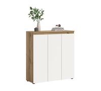 [en.casa] Armoire polyvalente Scarpa 105 x 111 x 37 cm blanc et décor chêne