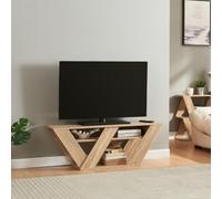 [en.casa] Armoire TV Nome Table TV Armoire TV avec 2 étagères Commode Armoire TV 110x30x40cm Chêne
