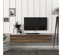 [en.casa] Armoire TV Toivakka flottante 135x31x25cm blanc et noyer
