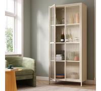 [en.casa] Armoire Vitrée Säkylä Acier Verre 180 x 80 x 35 cm Camel
