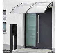 [en.casa] Auvent de Porte d'Entrée Design Marquise d'accueil Résistante aux Intempéries Polycarbonate Aluminium Plastique 5 mm d'Épaisseur 240 x 80 cm Noir Transparent