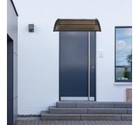 [en.casa] Auvent de Porte d'Entrée Design Marquise d'accueil Résistante aux Intempéries Polycarbonate Aluminium Plastique 5 mm d'Épaisseur 120 x 80 cm Noir Marron