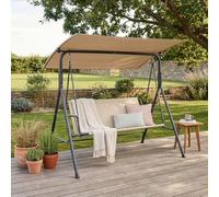 [en.casa] Balancelle de Jardin pour 3 Personnes avec Toit Solaire Réglable Stable Résistant aux UV et à l'eau pour Terrasse Extérieur Acier Polyester Plastique 173 x 119 x 153 cm Gris Beige