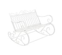[en.casa] Banc à Bascule de Jardin Vintage Robuste Meuble Design pour Usage Extérieur pour 2 Personnes Capacité de Charge 200 kg Métal 85 x 113 x 95 cm Blanc
