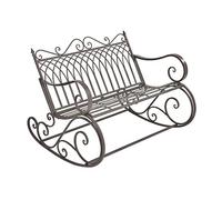 [en.casa] Banc à Bascule de Jardin Vintage Robuste Meuble Design pour Usage Extérieur pour 2 Personnes Capacité de Charge 200 kg Métal 85 x 113 x 95 cm Vert Foncé Patine Grise Claire