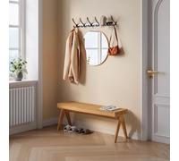 [en.casa] Banc à Chaussures avec Rainures en Bois Résistant à l'Humidité Surface de Rangement Pratique Capacité de Charge 180 kg pour Couloir Entrée Dressing Bambou 120 x 35 x 45 cm Naturel