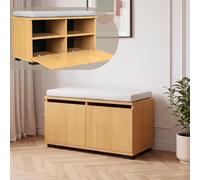 [en.casa] Banc à Chaussures Brande avec 2 Portes Effet Chêne Gris Clair | meuble de rangement, pour l'entré, coussin confortable, structure stable