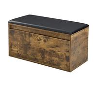 [en.casa] Banc à Chaussures Design avec Tiroir Meuble d'Entrée avec Siège Rembourré Range-Chaussures Stylé pour 3 Paires Panneau de Particules PU 80 x 39 x 45 cm Effet Chêne Foncé Noir