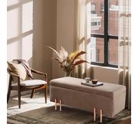 [en.casa] Banc de Rangement Coffre Bout de Lit Pouf Pliable Banquette Ottomane Tabouret Siège Repose-Pieds Meuble de Salon Chambre Couloir Bureau Velours 118 x 40 x 42 cm Marron
