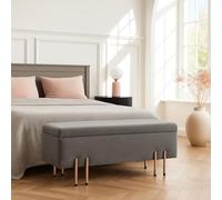 [en.casa] Banc de Rangement Coffre Bout de Lit Pouf Pliable Banquette Ottomane Tabouret Siège Repose-Pieds Meuble de Salon Chambre Couloir Bureau Velours 100 x 40 x 42 cm Gris