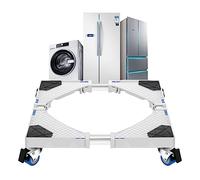 [en.casa] Base de Lave-Linge Sèche-Linge Support à Roues pour Réfrigérateur Taille Ajustable Capacité de Charge 300 kg Acier Plastique Longueur Largeur 45-75 cm Hauteur 11 cm Blanc