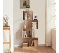 [en.casa] Bibliothèque à 4 Niveaux de Rangement Étagère Autoportante Design pour Livres Plantes Décoration Capacité de Charge 30 kg Bambou 130 x 55 x 30 cm Naturel