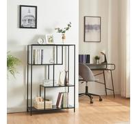 [en.casa] Bibliothèque à 4 Niveaux Étagère Autoportante au Style Intemporel avec 4 Compartiments de Rangement pour Salon Chambre Bureau Acier 115 x 75 x 35 cm Noir Mat