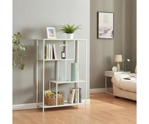 [en.casa] Bibliothèque à 4 Niveaux Étagère Autoportante au Style Intemporel avec 4 Compartiments de Rangement pour Salon Chambre Bureau Acier 115 x 75 x 35 cm Blanc Mat