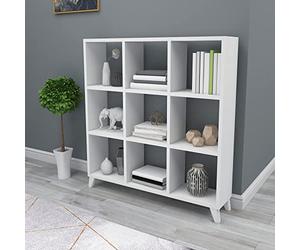 [en.casa] Bibliothèque à 9 Compartiments de Stockage Étagère Autoportante Meuble de Rangement pour Salon Cusine Entrée Panneau de Particules 100 x 88 x 20 cm Blanc
