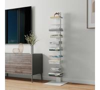 [en.casa] Bibliothèque Autoportante avec 10 Étagères pour CD DVD Livres Meuble de Rangement Polyvalente Design pour Salon Chambre Bureau Acier 150 x 39 x 39 cm Blanc