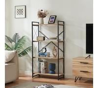 [en.casa] Bibliothèque avec 5 Tablettes Spacieuses Étagère de Rangement Polyvalent pour Salon Cuisine Chambre Bureau Métal Panneau de Particules 125 x 65 x 30 cm Noir Effet Chêne