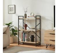 [en.casa] Bibliothèque avec 5 Tablettes Spacieuses Étagère de Rangement Polyvalent pour Salon Cuisine Chambre Bureau Métal Panneau de Particules 90 x 65 x 30 cm Noir Effet Chêne