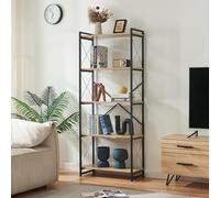 [en.casa] Bibliothèque avec 5 Tablettes Spacieuses Étagère de Rangement Polyvalent pour Salon Cuisine Chambre Bureau Métal Panneau de Particules 160 x 65 x 30 cm Noir Effet Chêne