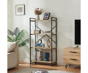 [en.casa] Bibliothèque avec 5 Tablettes Spacieuses Étagère de Rangement Polyvalent pour Salon Cuisine Chambre Bureau Métal Panneau de Particules 125 x 65 x 30 cm Noir Effet Chêne