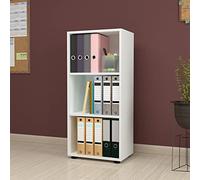 [en.casa] Bibliothèque Design Étagère Autoportante à 3 Niveaux Meuble de Rangement Panneau de Particules 108 x 49 x 30 cm Blanc