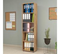 [en.casa] Bibliothèque Design Étagère Autoportante à 5 Niveaux Meuble de Rangement Panneau de Particules 178 x 49 x 30 cm Effet Chêne