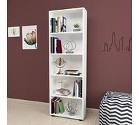 [en.casa] Bibliothèque Design Étagère Autoportante à 5 Niveaux Meuble de Rangement Panneau de Particules 172 x 55 x 20 cm Blanc