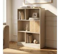 [en.casa] Bibliothèque Karena 112x70x30 cm Stable Blanc Crème Effet Chêne